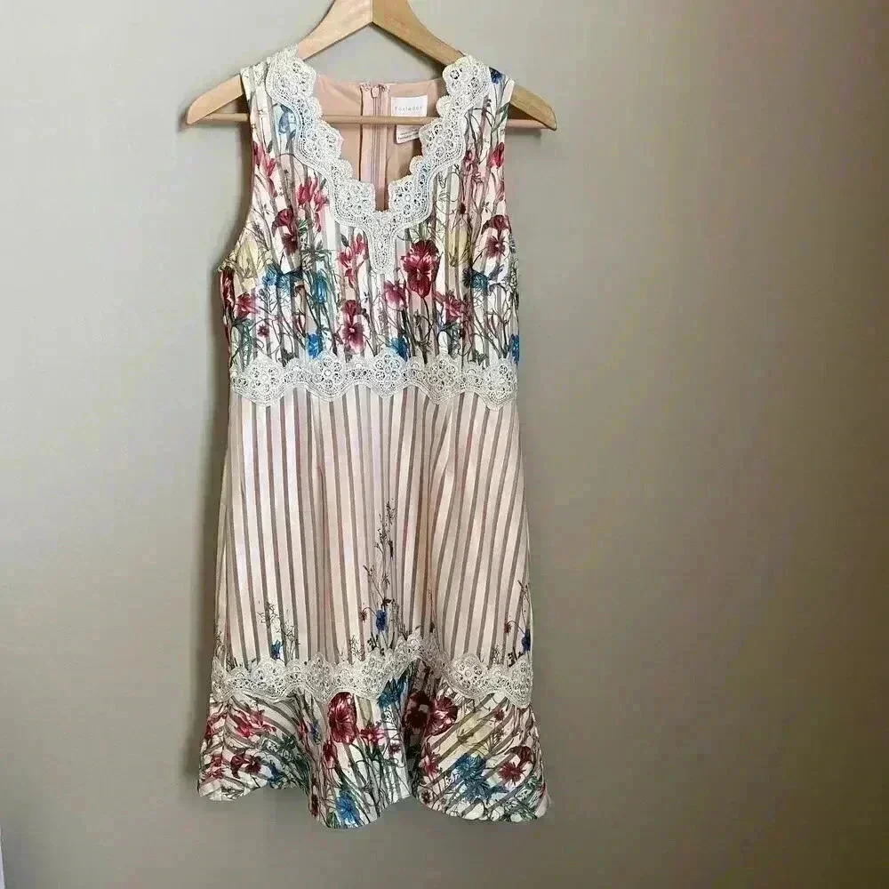 Foxiedox Meadow Floral Mini Dress Size M Ivory Lace NWOT Wedding Guest Boho